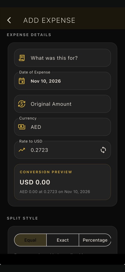 Meridian add expense screen